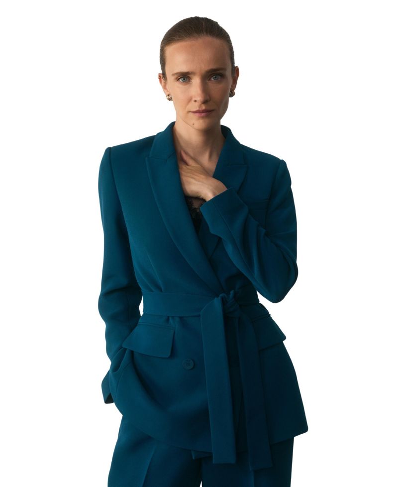 Women's Almeida Longline Wrapped-Waist Blazer
