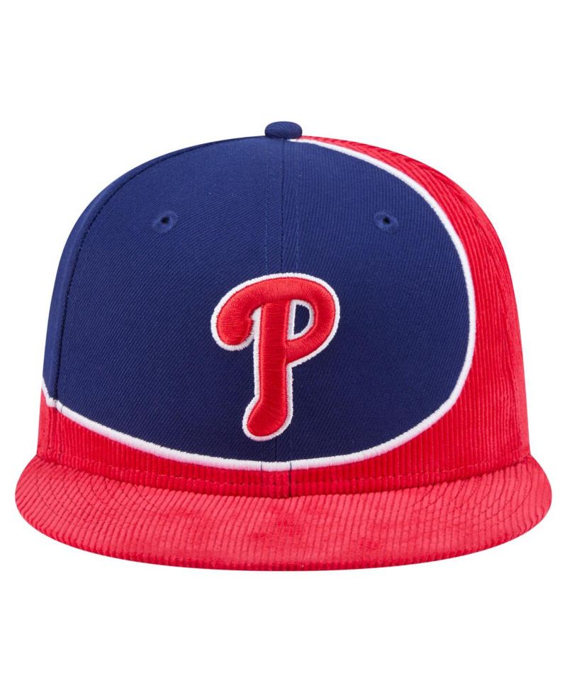 Men's Red/Royal Philadelphia Phillies Retro Split Corduroy Snapback Hat