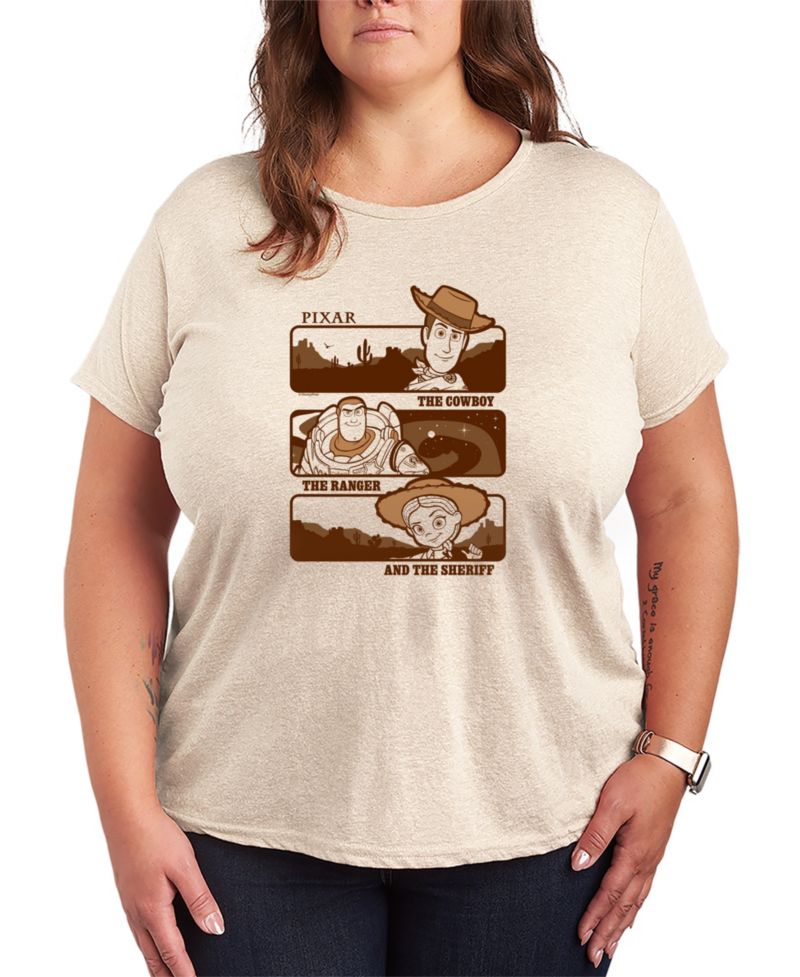 Plus Size Toy Story 5 Woody Buzz Jessie Stack Short-Sleeve Graphic T-Shirt