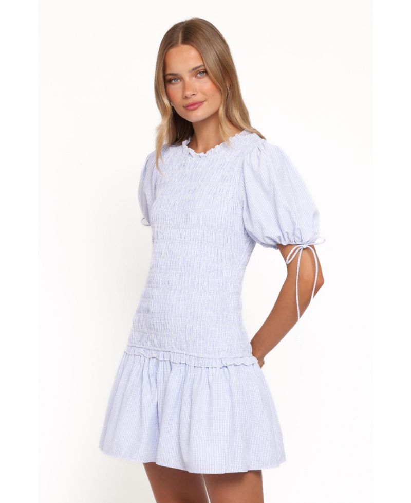 Women's Kaelyn Fit & Flare Puff Sleeve Gingham Mini Dress