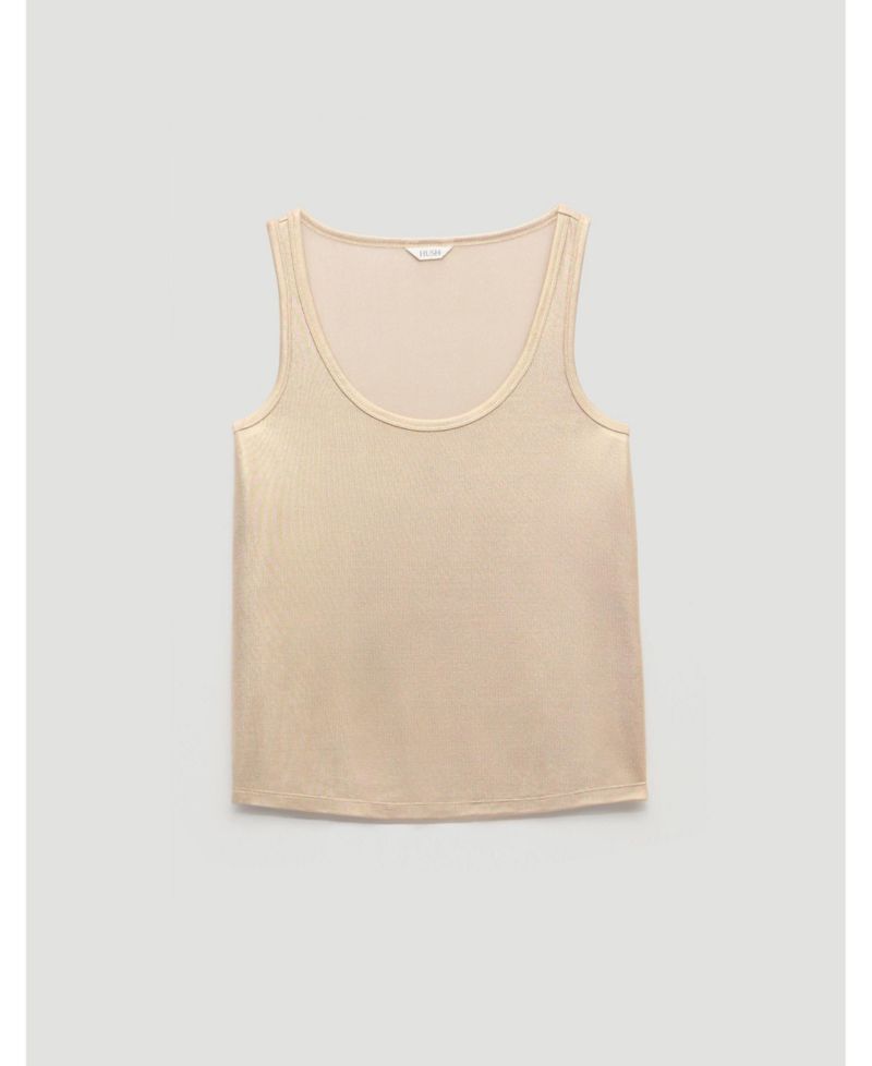 Women's Metallic Scoop Neck Slub Vest