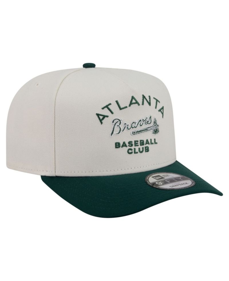 Men's Cream/Dark Green Atlanta Braves Chrome A-Frame 9FIFTY Snapback Hat