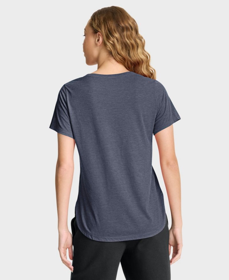 Women's Heather Navy Cleveland Guardians Arched Tri-Blend T-Shirt