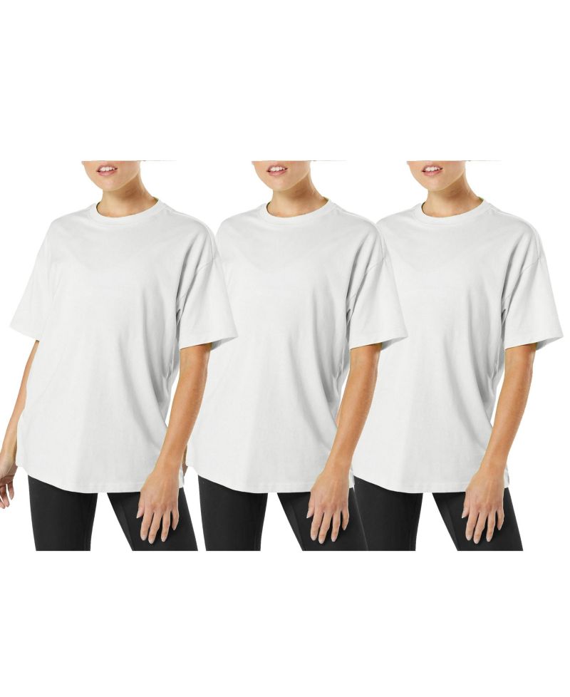 Women's Loose Fitting Short Sleeve Crew Neck Tee- 3 Pack