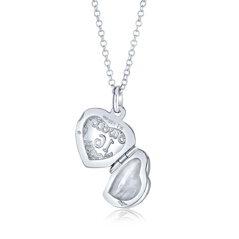 Sweet 16 Birthday Heart Flower Design Locket Necklace .925 Sterling Silver