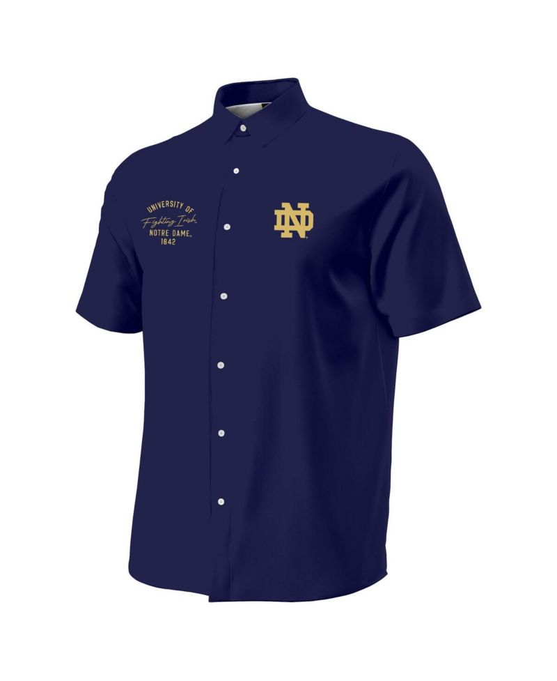 Men's Navy Notre Dame Fighting Irish Gameday ArmourFuse Camp Button-Up Shirt