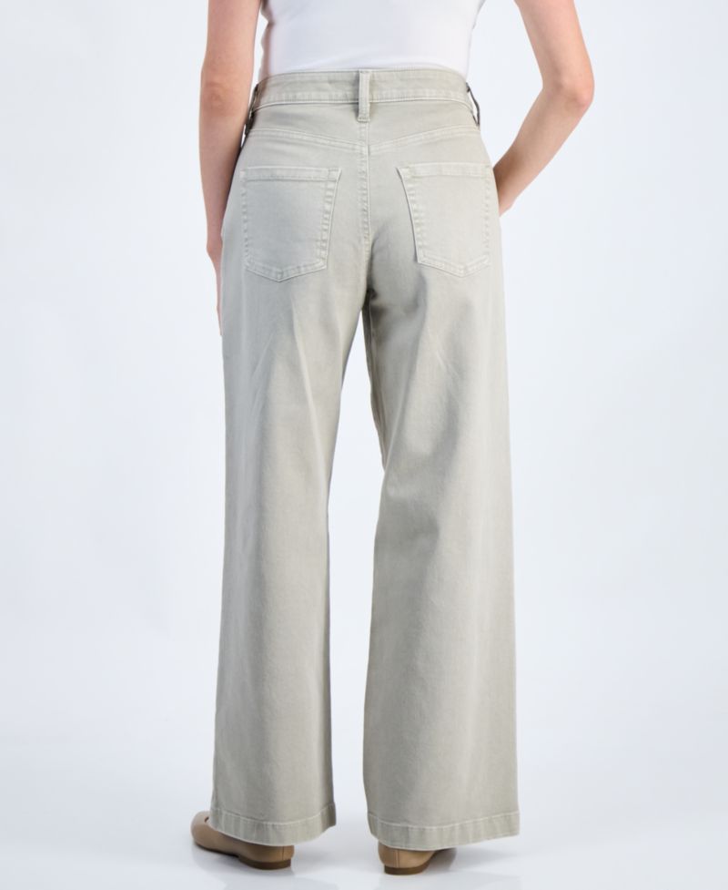 Petite High-Waist Wide-Leg Cotton-Blend Pants