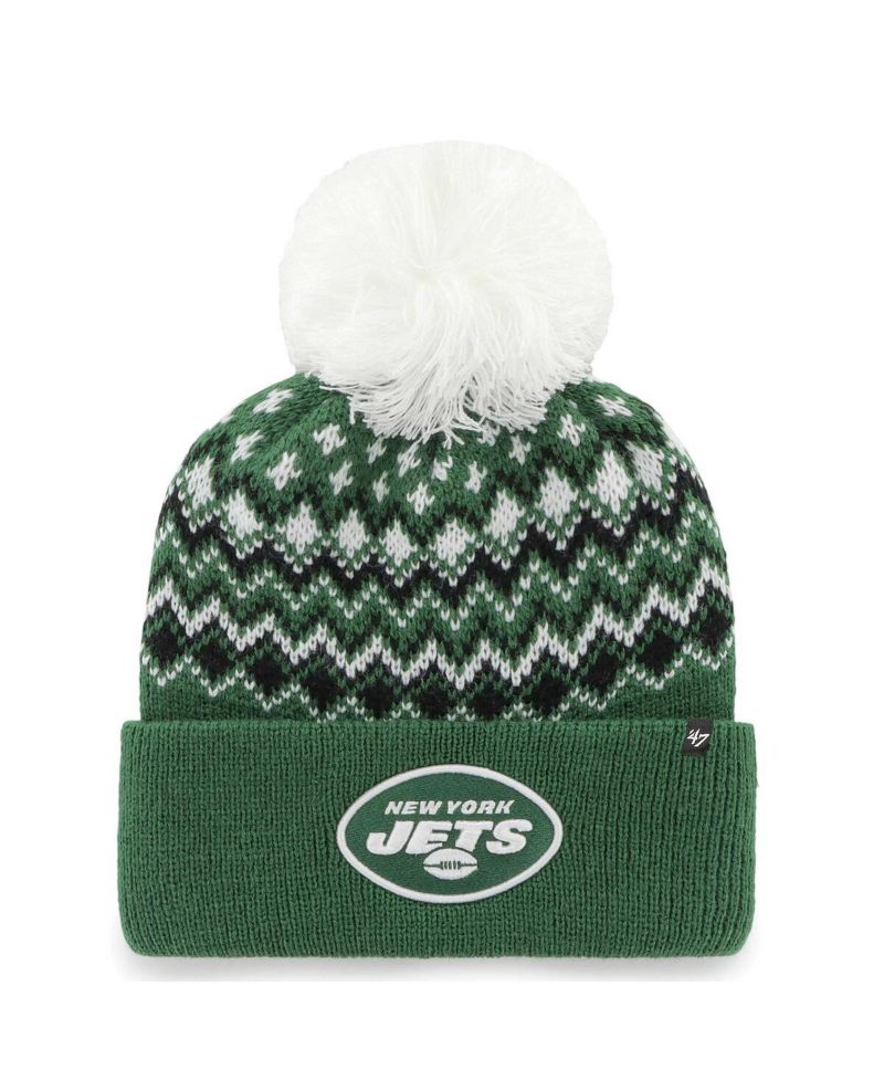 Women's Green New York Jets Elsa Cuffed Knit Hat with Pom