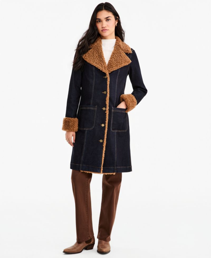 Women's Sherpa-Trim Notch-Collar Jacket