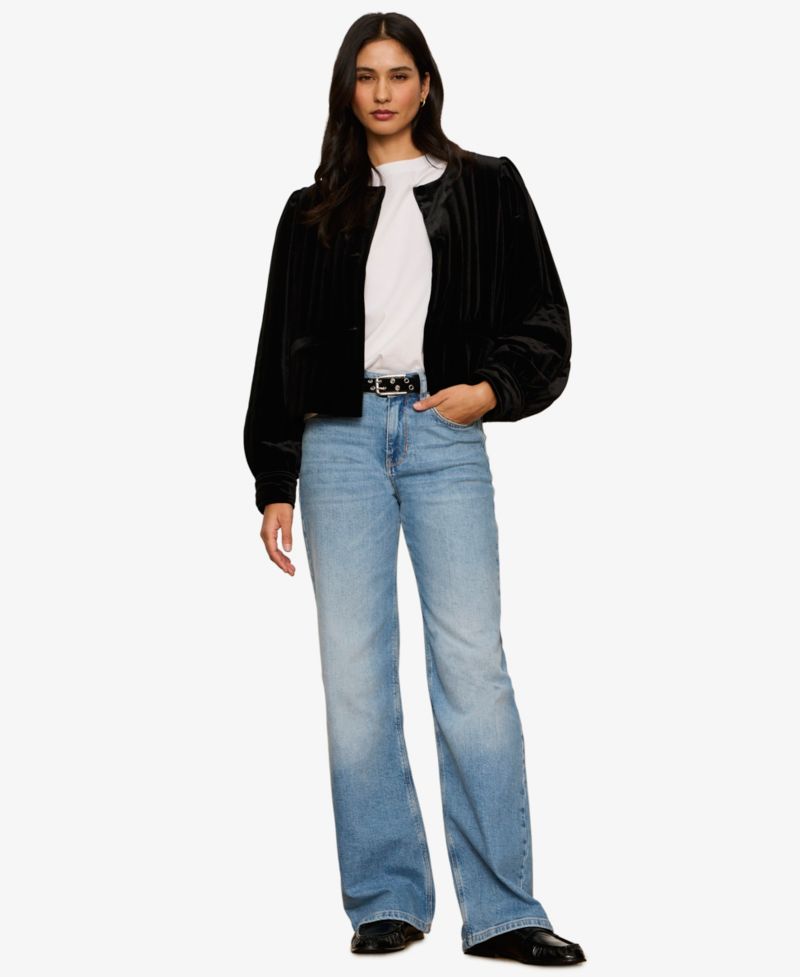 Women's Pepper Velvet Cropped Puff-Sleeve Jacket