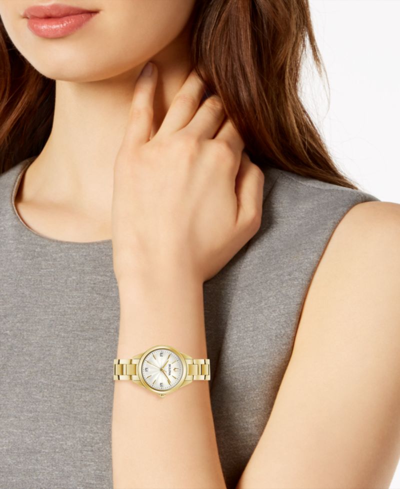 Women's Sutton Diamond-Accent Gold-Tone Stainless Steel Bracelet Watch 28mm