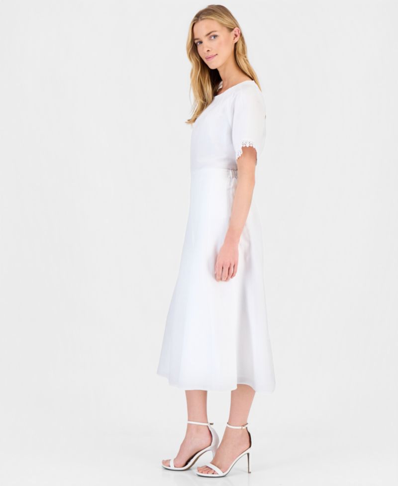Women's Linen-Blend Pull-On A-Line Midi Skirt