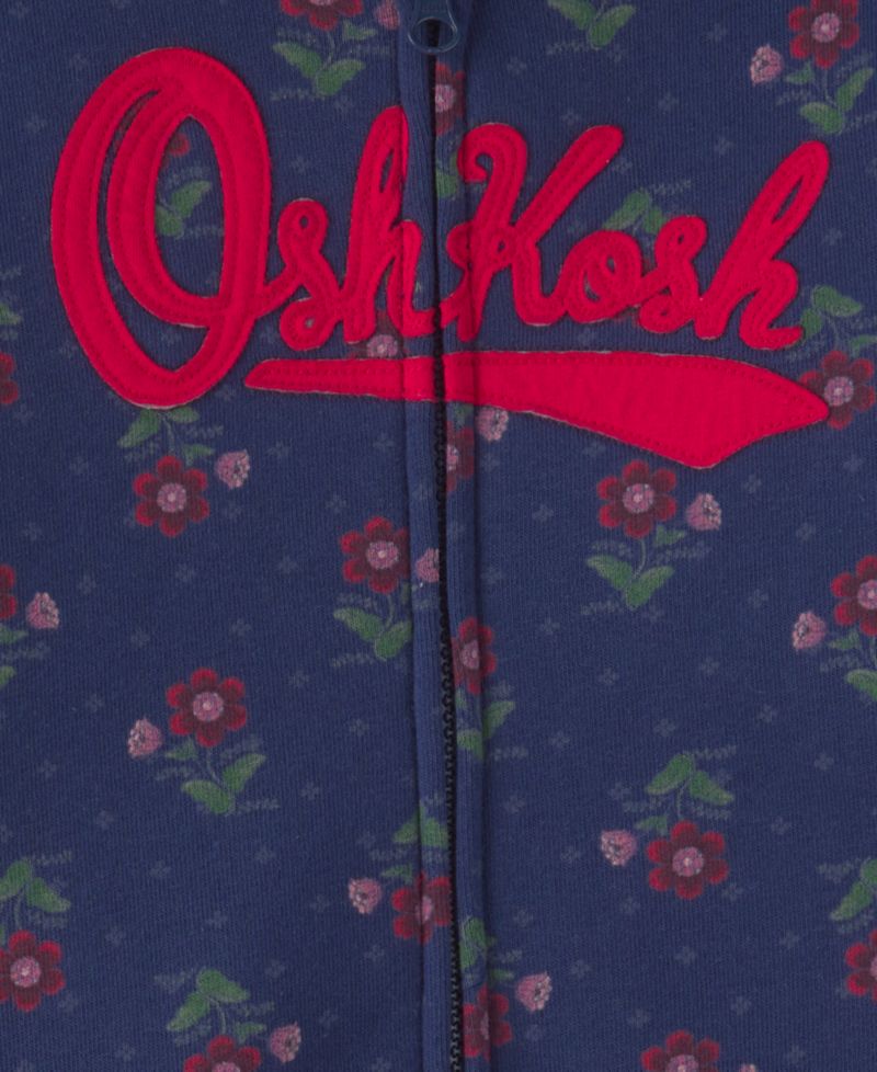 Baby Girls' Long-Sleeve Oshkosh Logo Floral Fleece Hoodie and Pants, 2-Piece Set