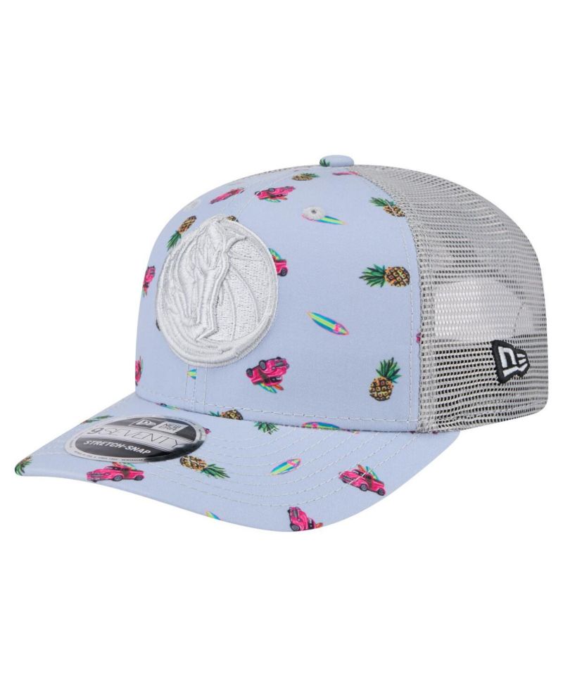 Men's Light Blue/Gray Dallas Mavericks Adventure Aloha Pattern 9SEVENTY Stretch-Snap Hat