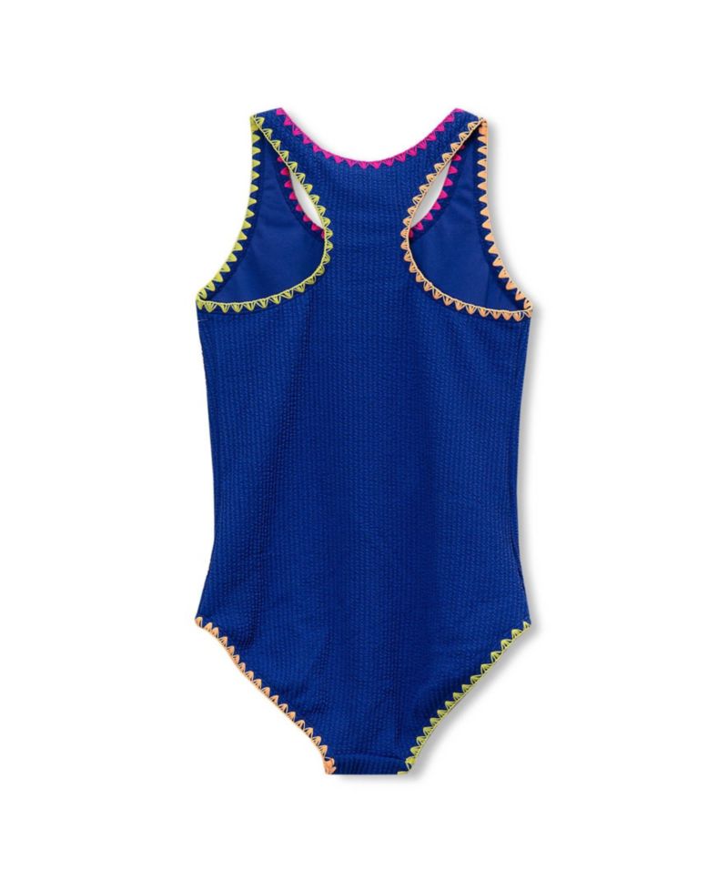 Girls Chlorine Resistant Embroidered One Piece Swimsuit