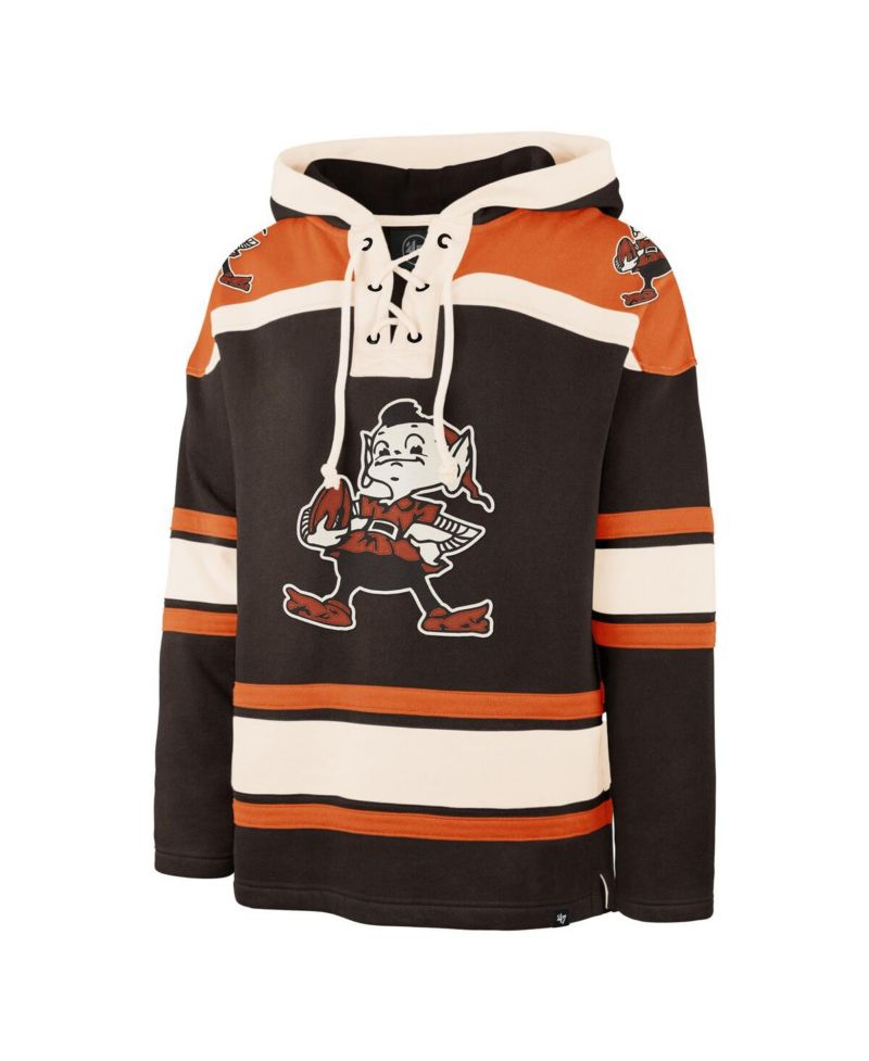 Men's Brown Cleveland Browns Throwback Superior Lacer Hoodie