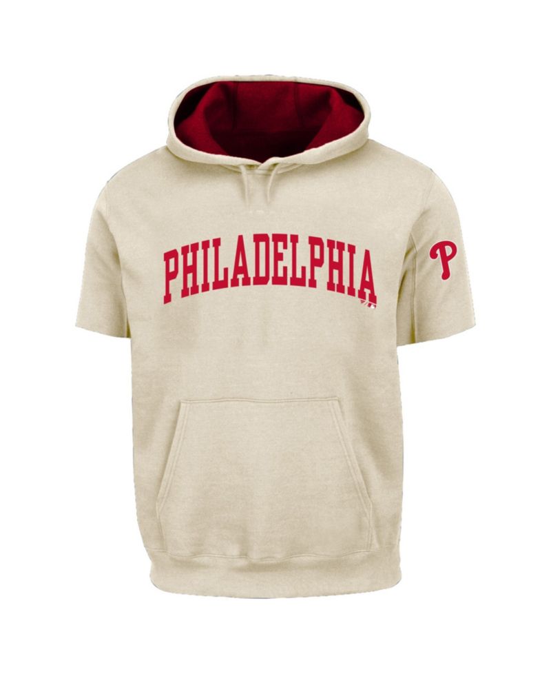Men's Cream/Red Philadelphia Phillies Big & Tall Contrast Short Sleeve Hoodie