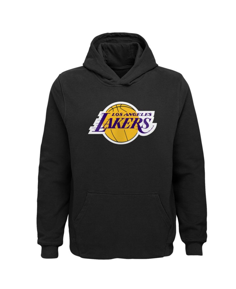 Big Boys and Girls Black Los Angeles Lakers Primary Logo Pullover Hoodie