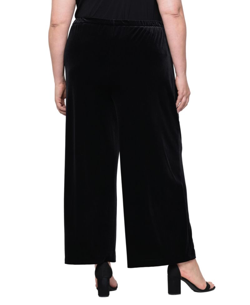 Plus Size Velvet Wide-Leg Palazzo Pants