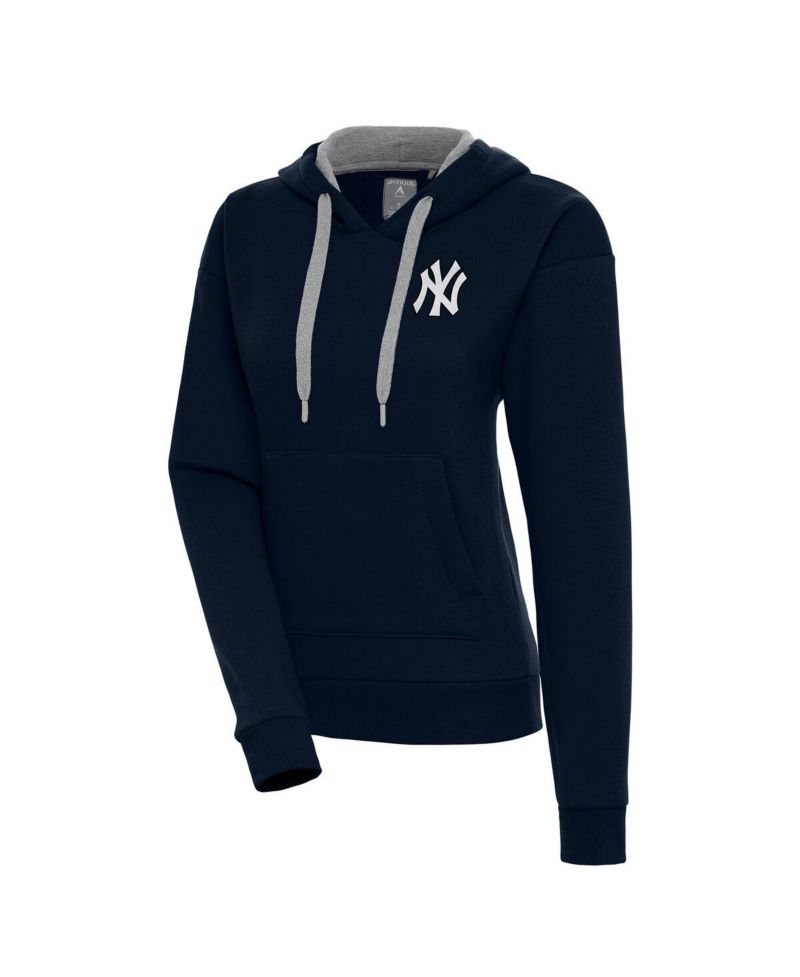 Women's Navy New York Yankees Brushed Metallic Victory Pullover Hoodie