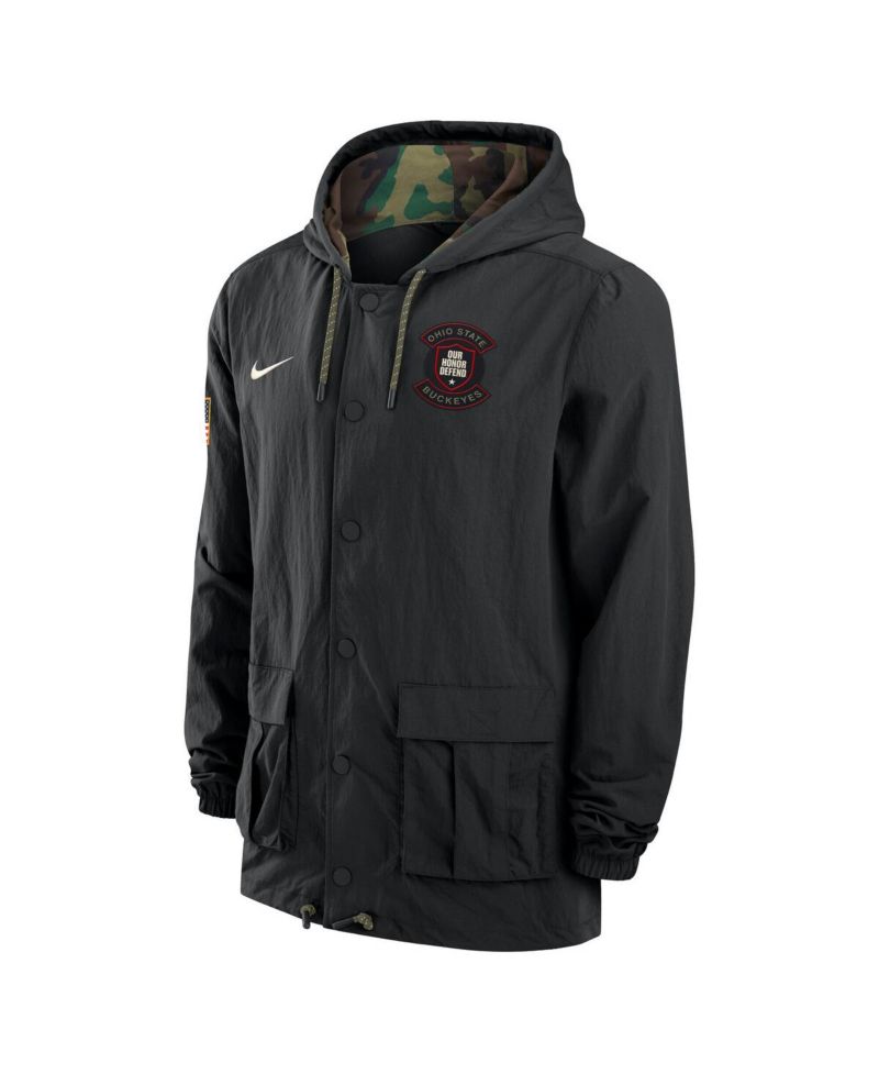 Men's Black Ohio State Buckeyes 2025 NCAA Military Appreciation Full-Snap Jacket