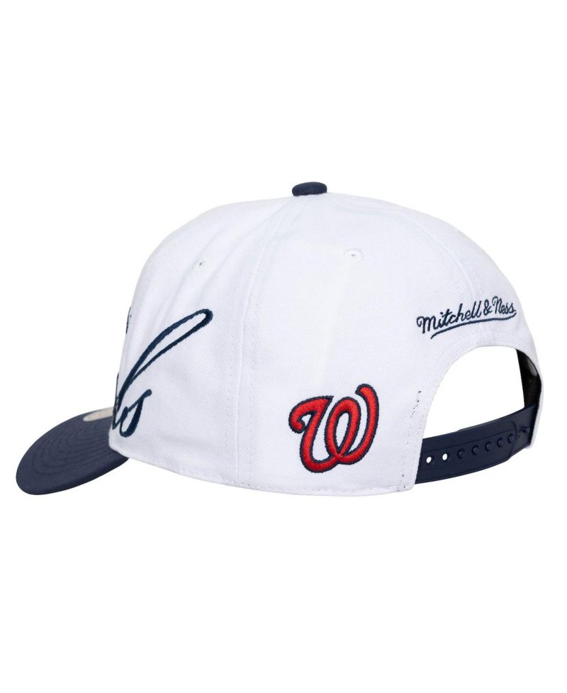 Men's and Women's White/Navy Washington Nationals XL Script Pro Crown Adjustable Hat