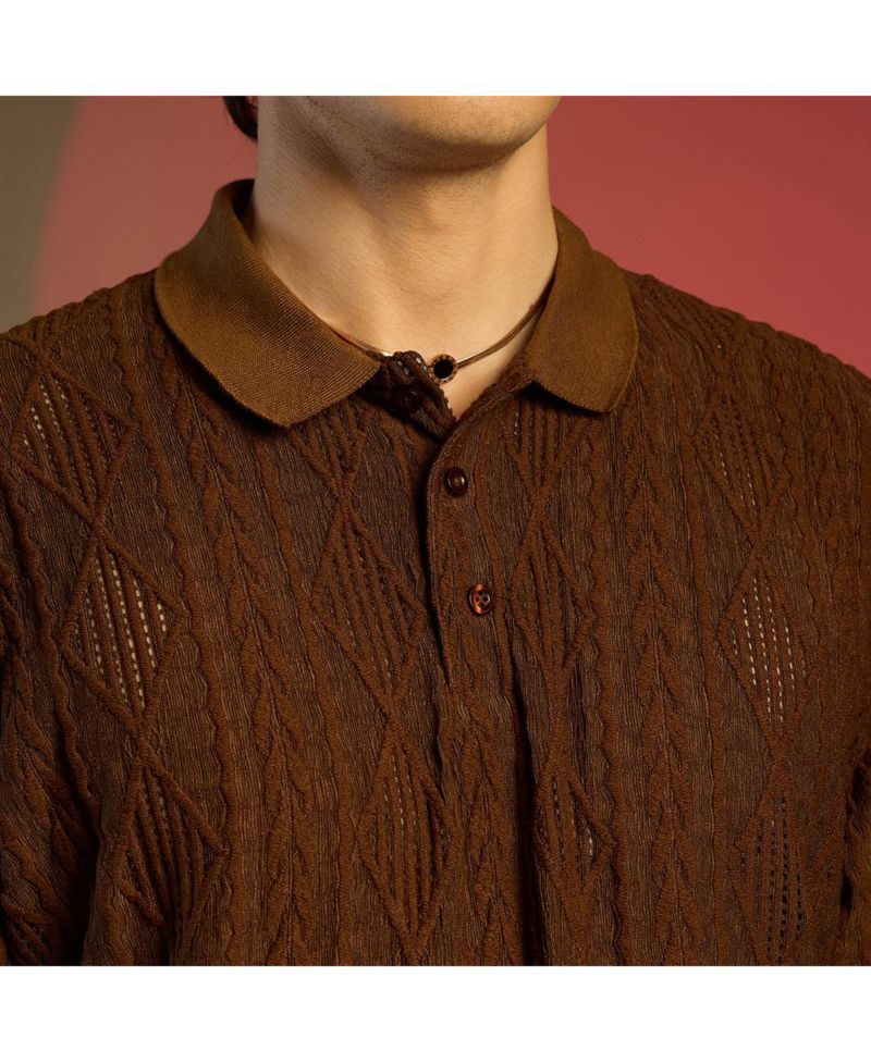 Men's Chocolate Brown Argyle Oversized T-Shirt