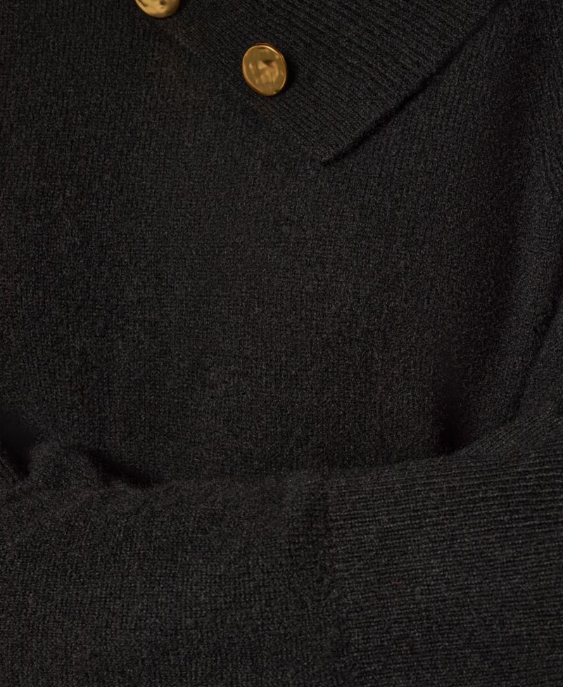 Women's Split Collar with Buttons Cashmere Pullover Sweater