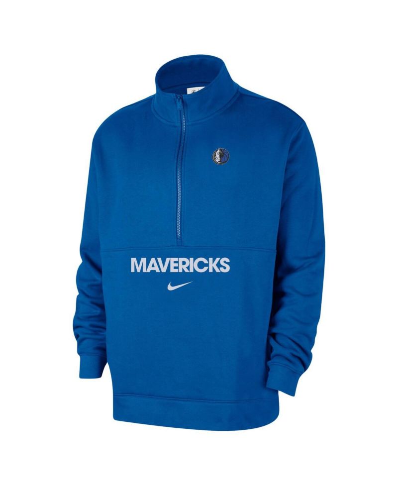 Men's Royal Dallas Mavericks Courtside Club Half-Zip Jacket