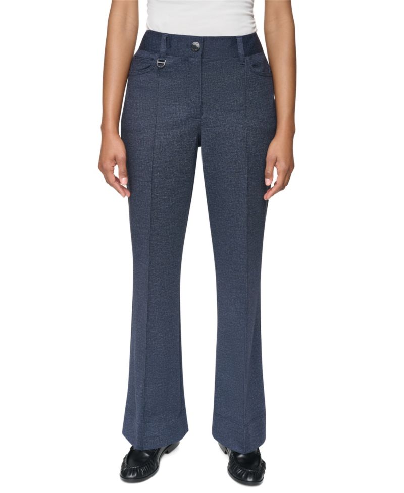 Women's Faux Denim Double Face High-Waisted Wide-Leg Pants