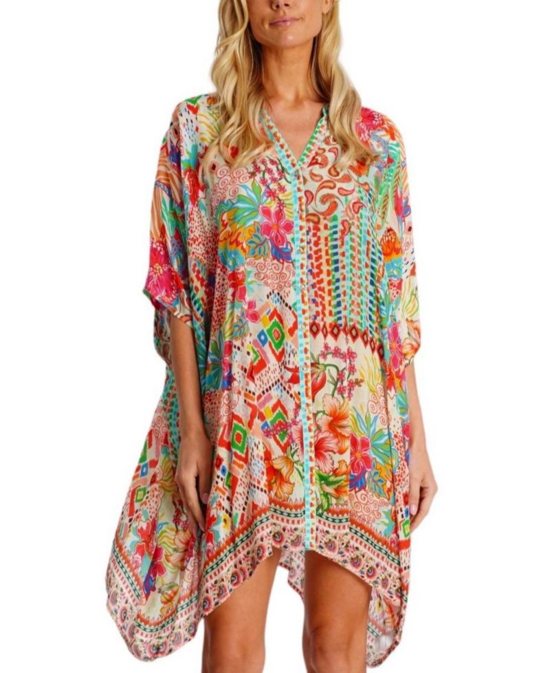 Women's short sleeve mini kaftan dress