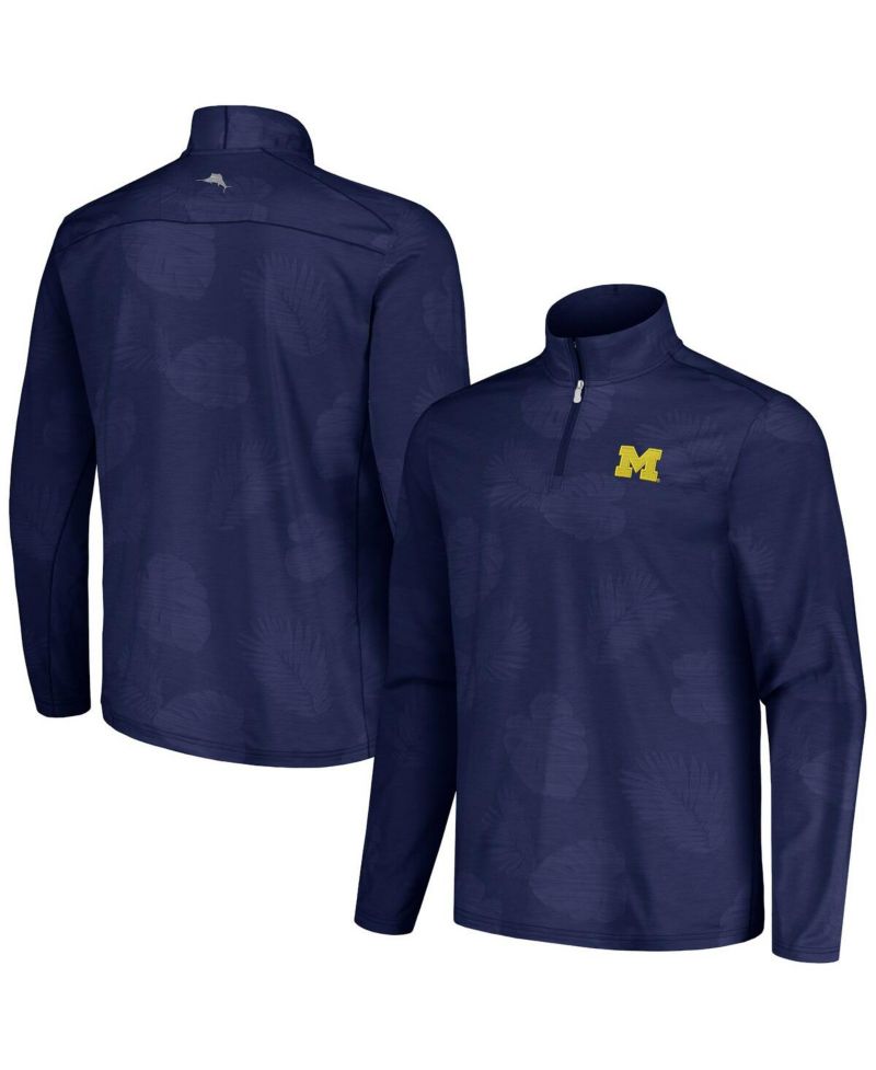 Men's Navy Michigan Wolverines Delray Frond IslandZone Half-Zip Jacket