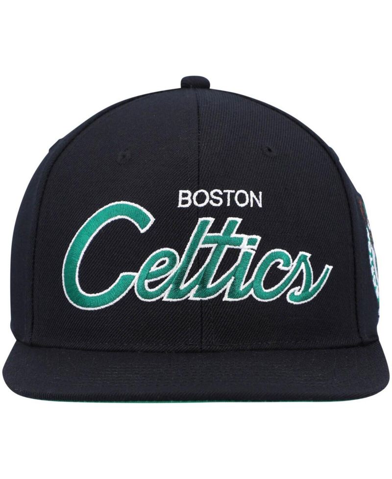 Men's Black Boston Celtics Hardwood Classics Script 2.0 Snapback Hat