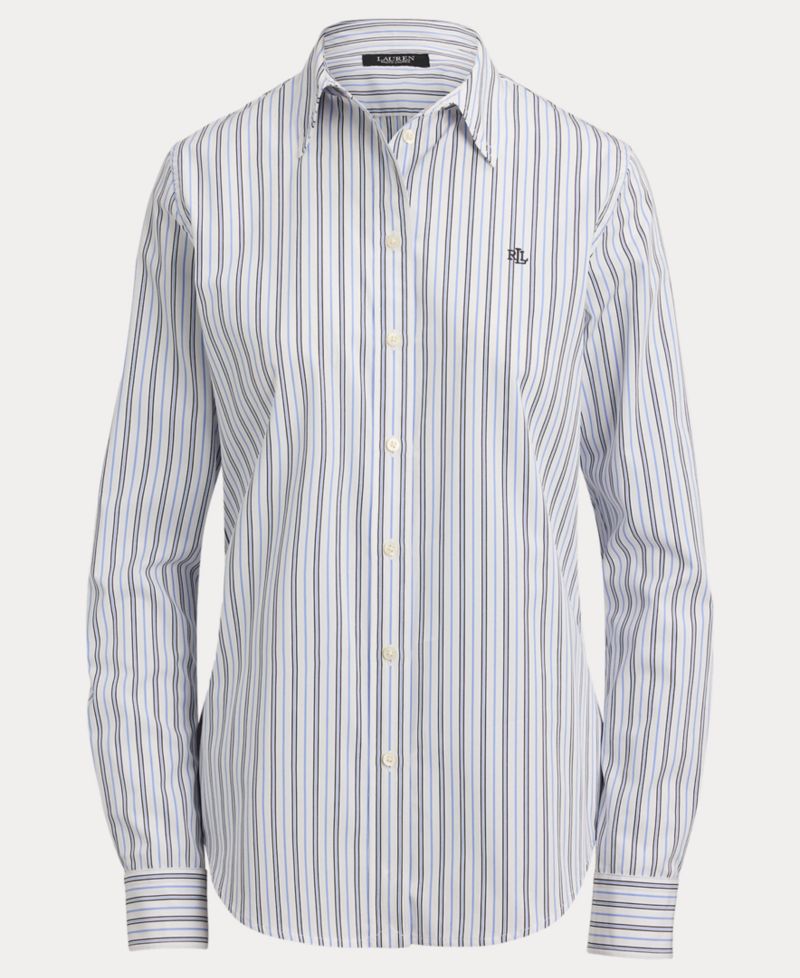 Women's Point Collar Striped Broadcloth Shirt