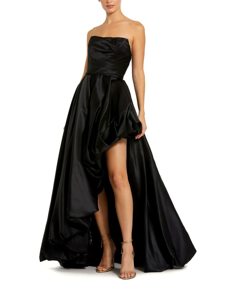 Women's Strapless Ruched High Low Gown