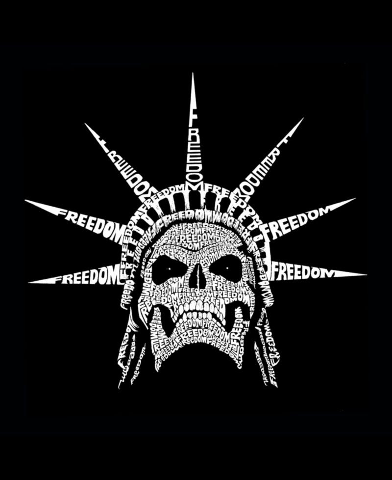 Men's Skull Statue Liberty Crown Spikes Word Art Graphic Tank Top