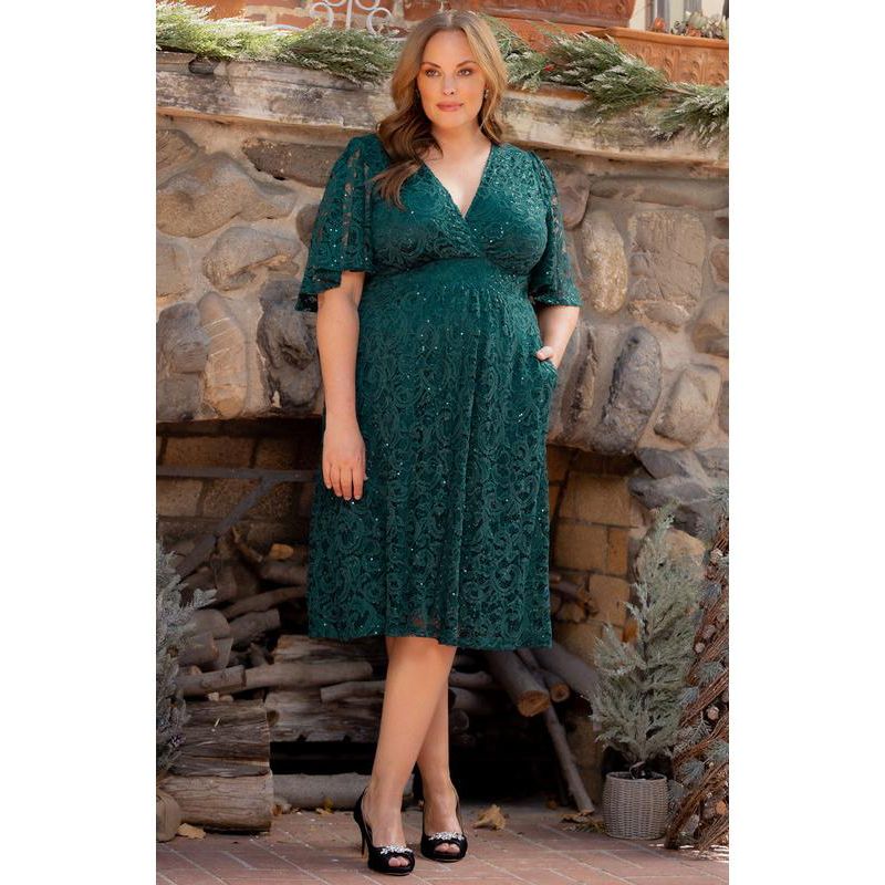 Plus Size Starry Sequin Lace Cocktail Dress