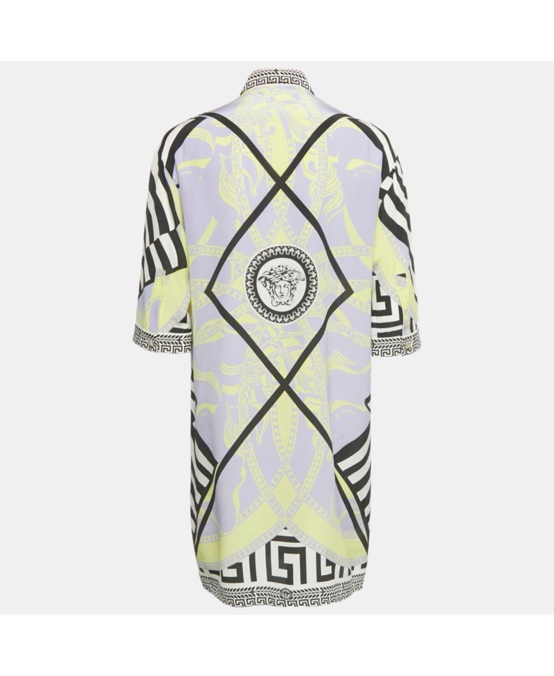 Women's Multicolor Printed Silk Shirt Dress