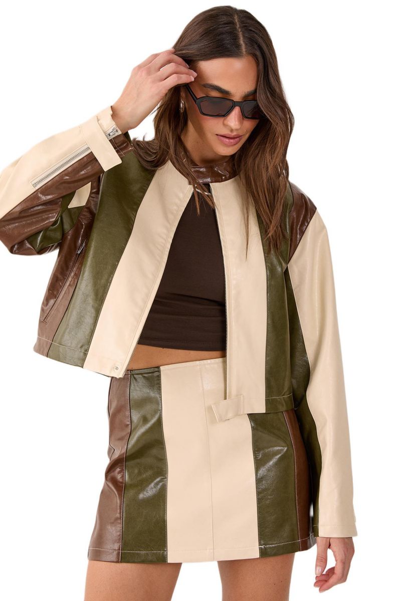 Women's Panelled Faux Leather Biker Jacket
