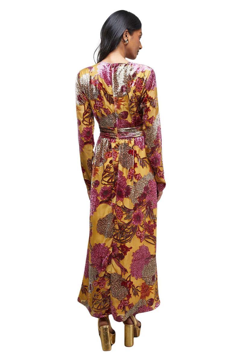 Women's Plunge Neck Waisted Midi Dress