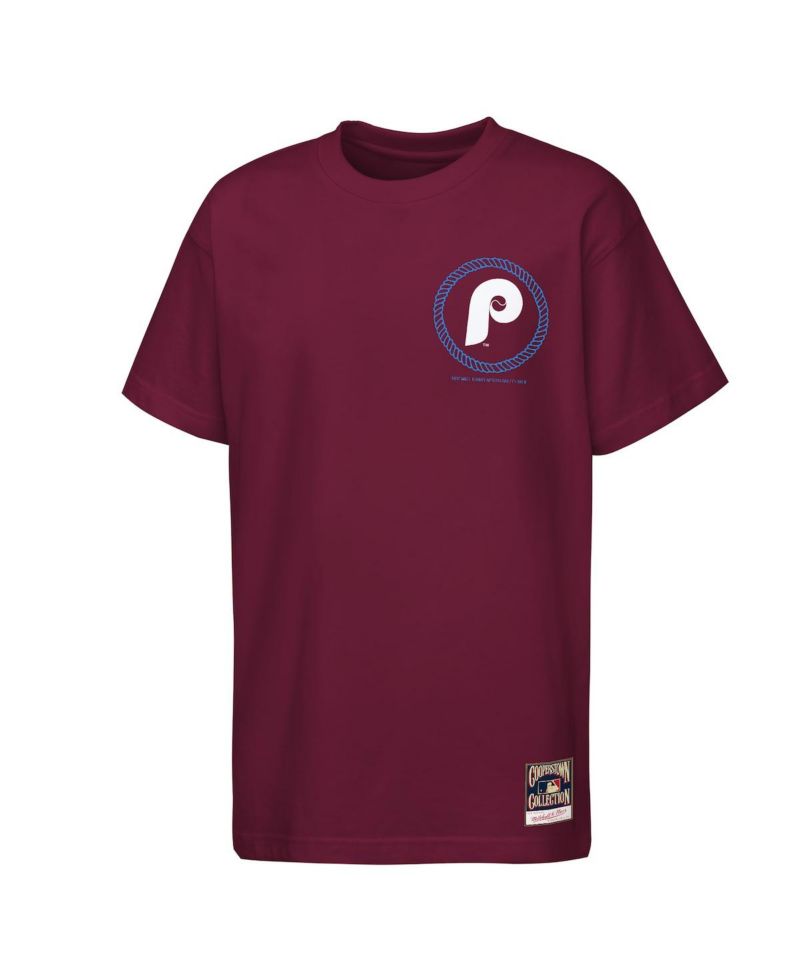 Big Boys and Girls Burgundy Philadelphia Phillies Cooperstown Rodeo Rope T-Shirt