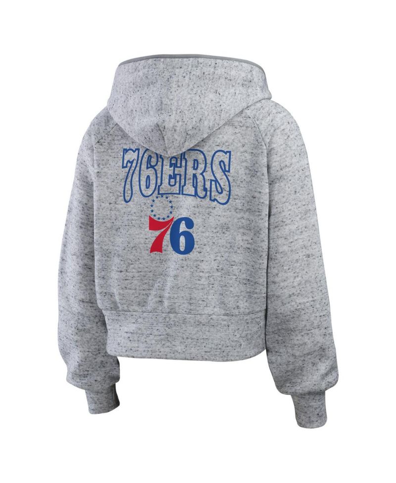 Women's Heather Gray Philadelphia 76ers Speckled Radiator Full-Zip Hoodie