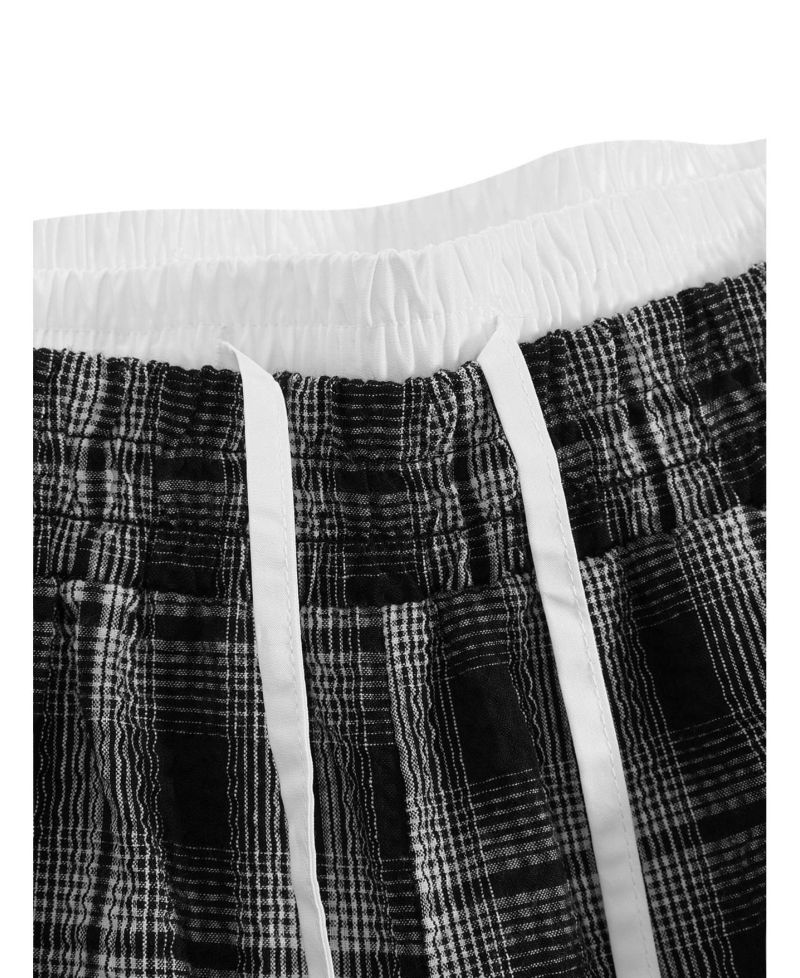 Women's Baggy Wide-Leg Plaid Sweatpants