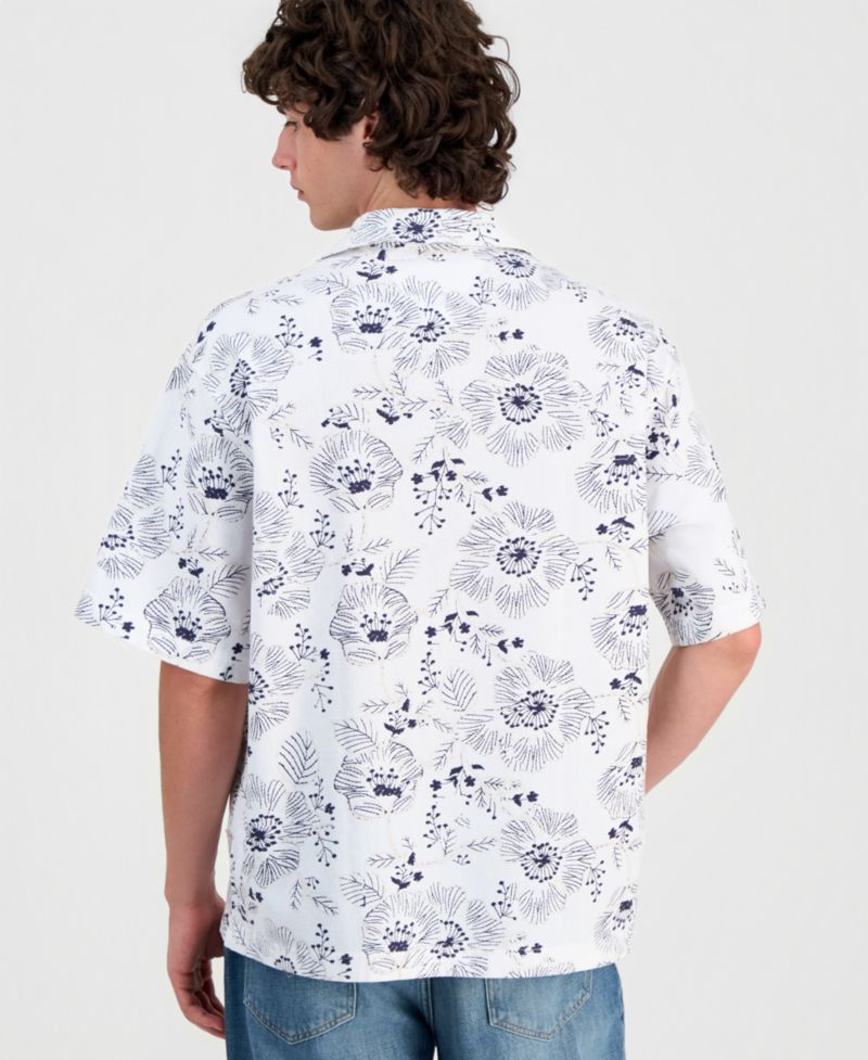 Men's Allover Embroidery Button-Up Shirt