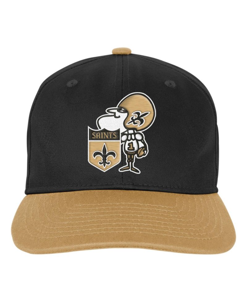 Big Boys and Girls Black New Orleans Saints True Retro Adjustable Hat