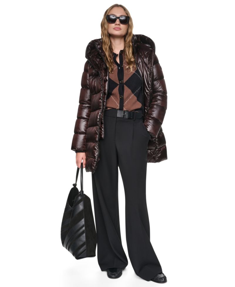 Women's Pearlized Hooded Walker with Bib Coat