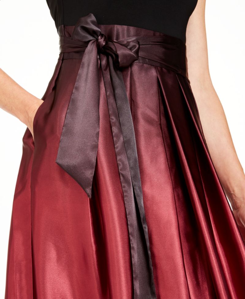 Petite Ombr&eacute; Satin Bow Sash Gown