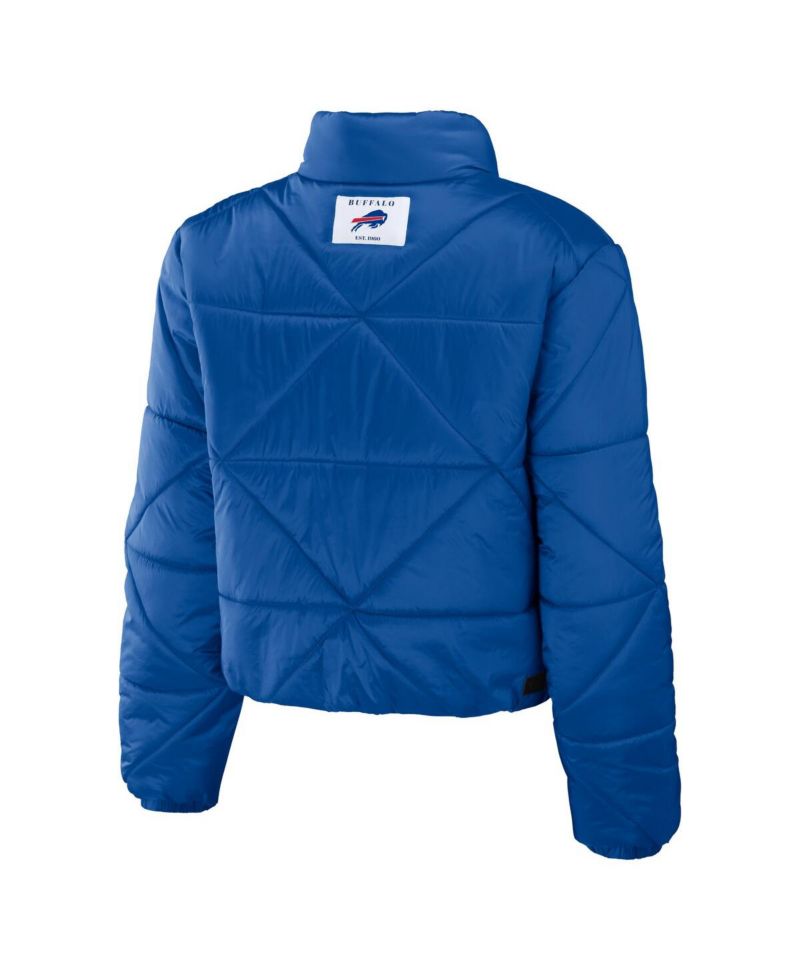 Women's Royal Buffalo Bills Cropped Puffer Full-Zip Jacket
