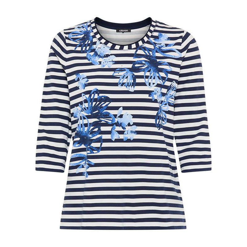 Women's Stripe and Floral Print T-Shirt