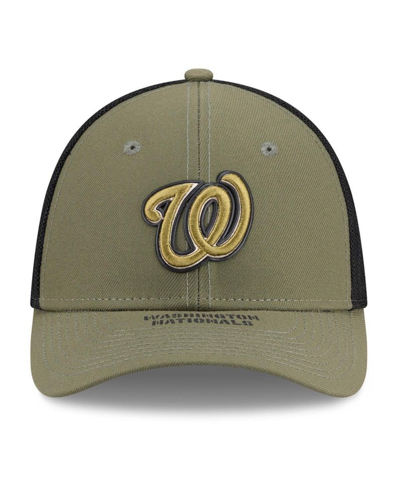 Men's Olive Washington Nationals 2026 Armed Forces Day 39THIRTY M-Crown Trucker Flex Hat